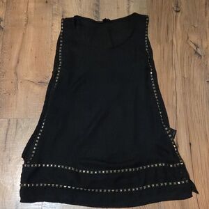 Rock & Republic | Black Sleeveless Tank with Bronze Stud Trim